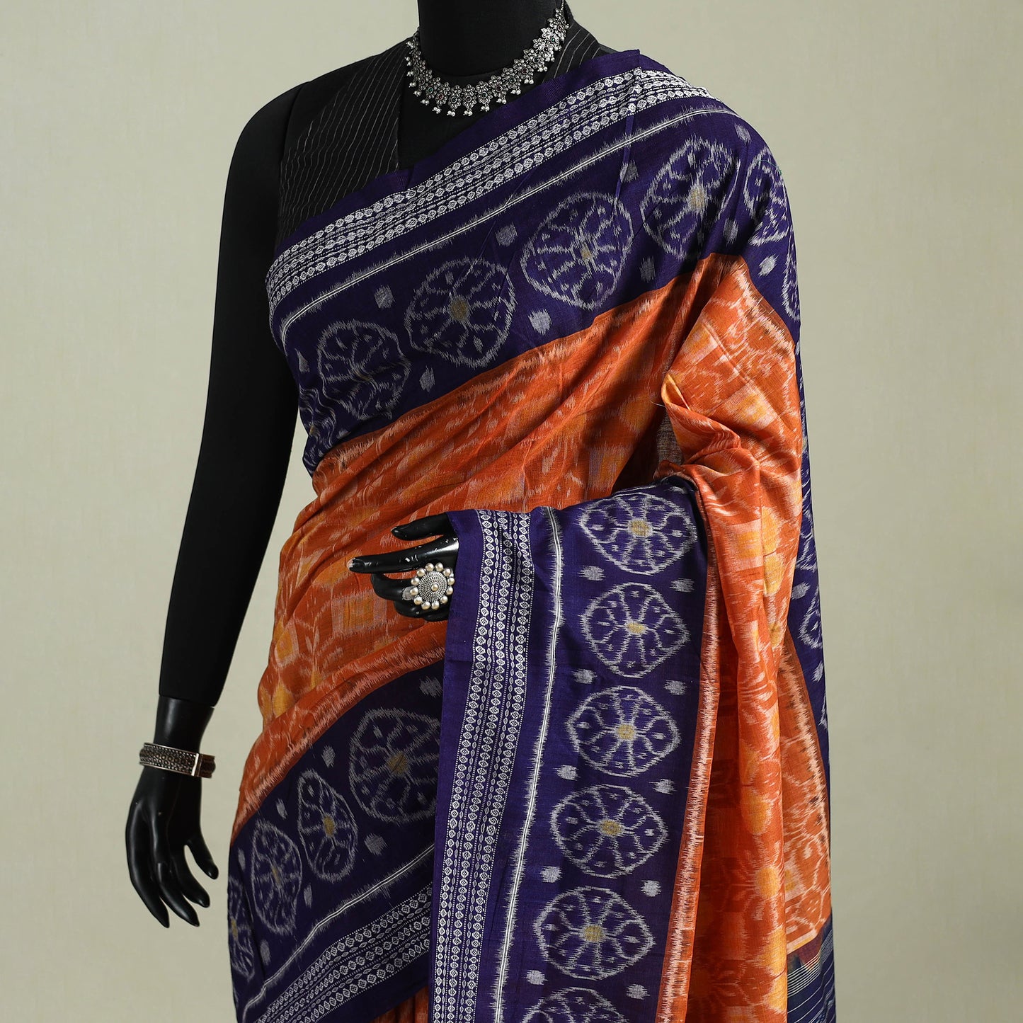 Blue - Pure Handwoven Sambalpuri Ikat Cotton Saree 13