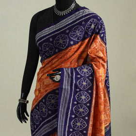 Blue - Pure Handwoven Sambalpuri Ikat Cotton Saree 13