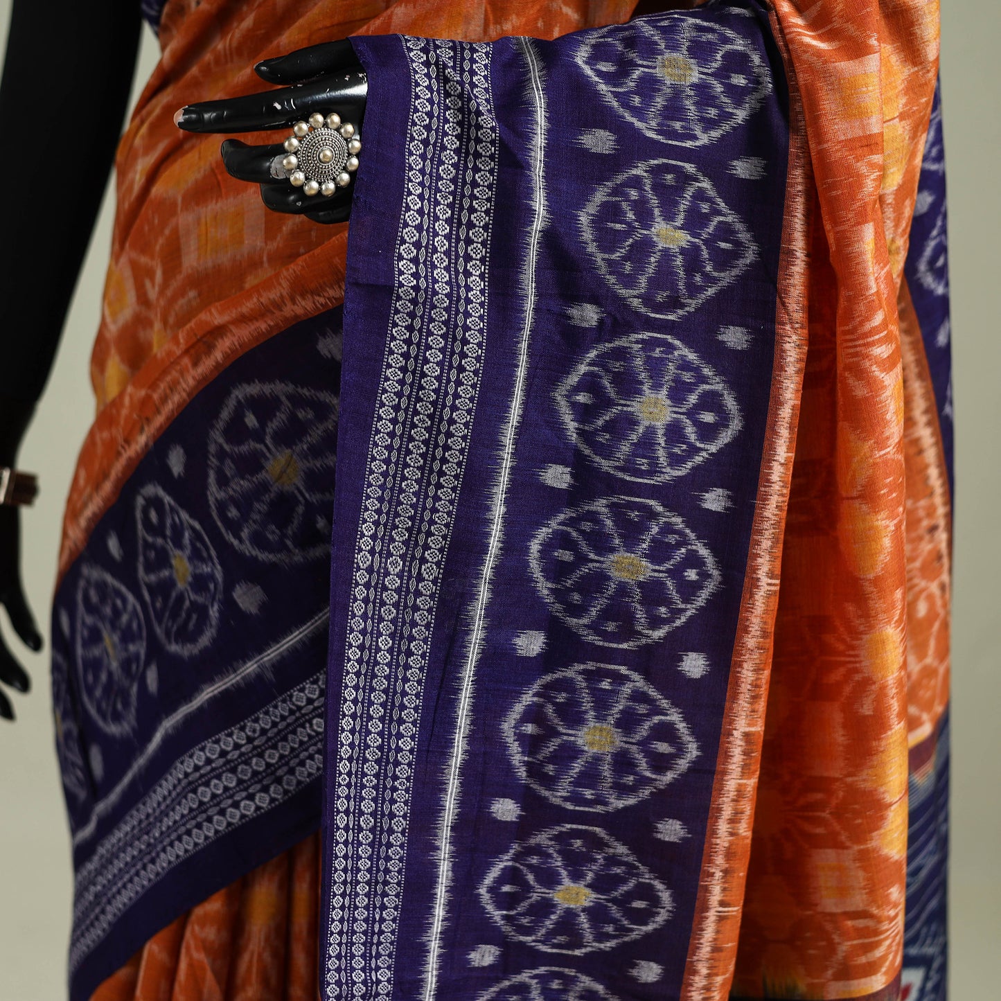 Blue - Pure Handwoven Sambalpuri Ikat Cotton Saree 13