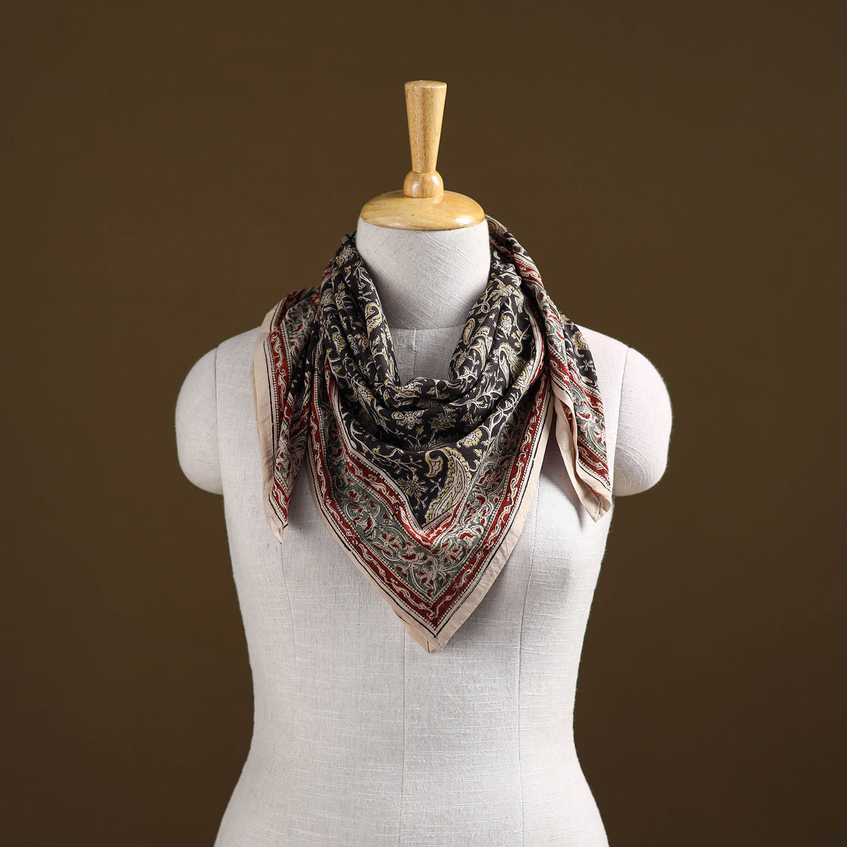 Pedana Hand Block Print Natural Dyed Cotton Kalamkari Scarf 24