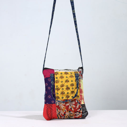 Multicolor - Handmade Quilted Cotton Patchwork Sling Bag 36