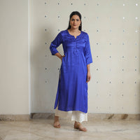 Shuchi Blue Modal Silk Plain Straight Kurta