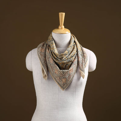 Pedana Hand Block Print Natural Dyed Cotton Kalamkari Scarf 26