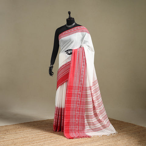 White - Bengal Handwoven Cotton Begumpuri Saree 21