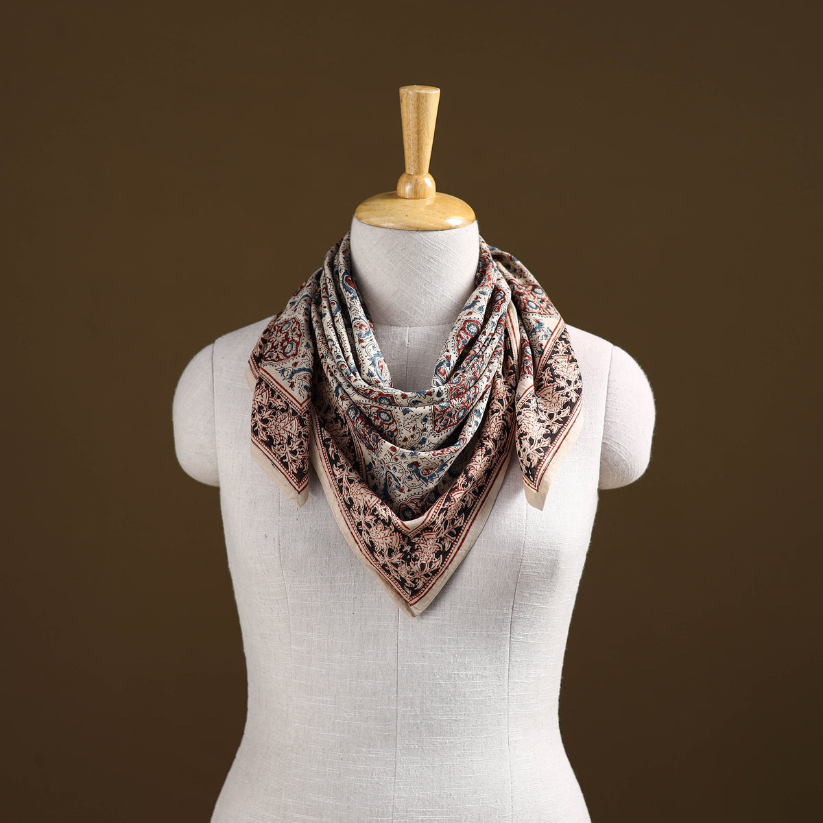 Pedana Hand Block Print Natural Dyed Cotton Kalamkari Scarf 28