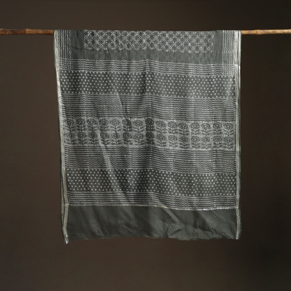 Batik Hand Block Print Kota Doria Cotton Saree 06