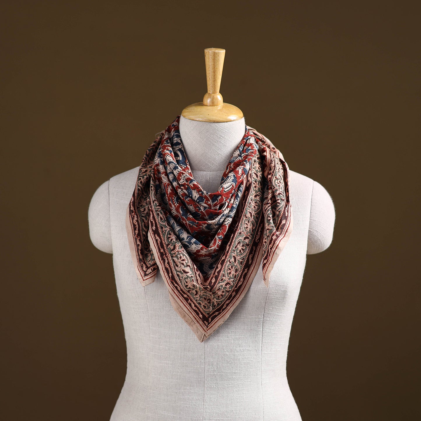 Pedana Hand Block Print Natural Dyed Cotton Kalamkari Scarf 30
