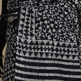 Blue - mul cotton hand batik saree 78 - handcrafted