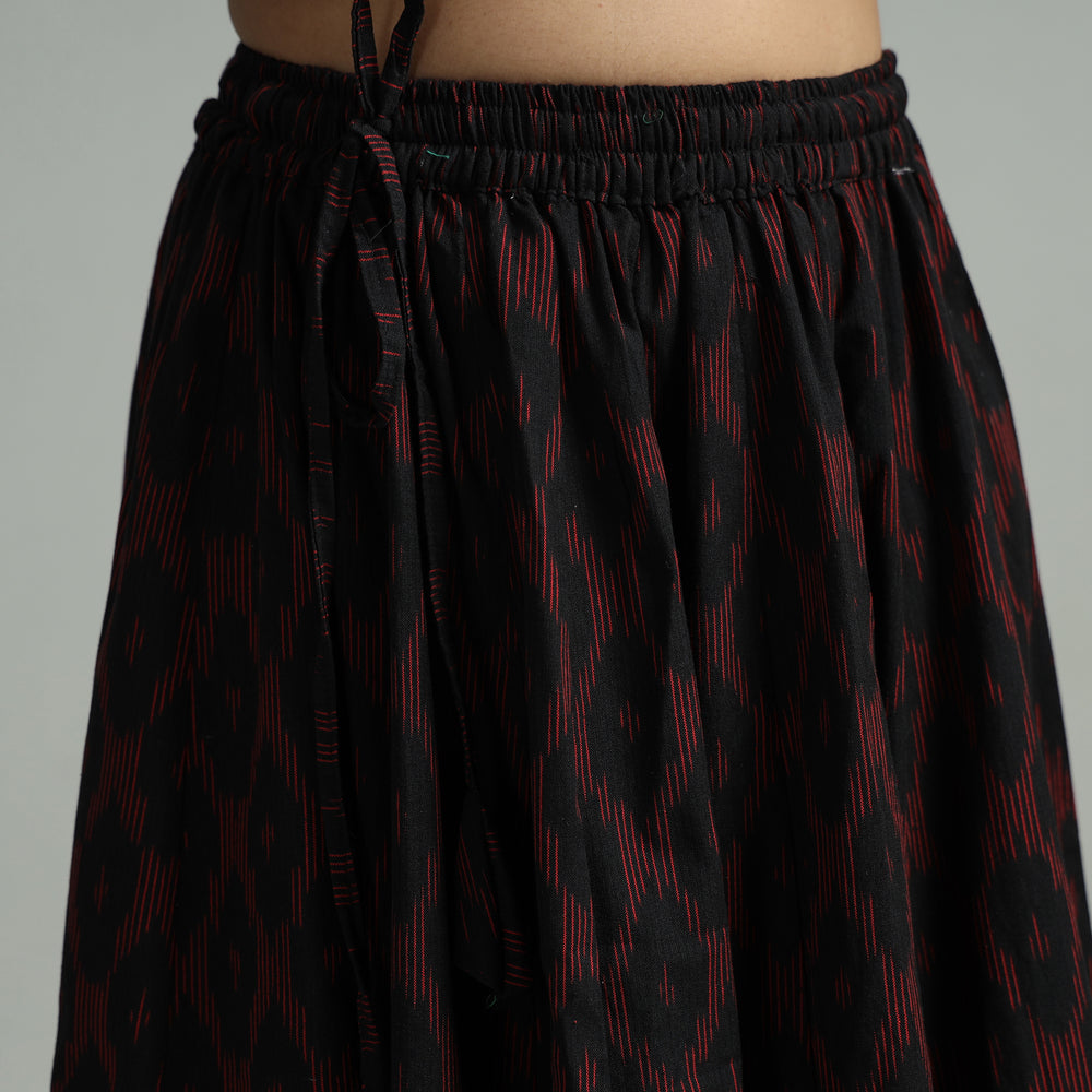 Black - Pochampally Ikat 24 Kali Cotton Skirt with Patchwork Border 15