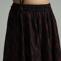 Black - Pochampally Ikat 24 Kali Cotton Skirt with Patchwork Border 15