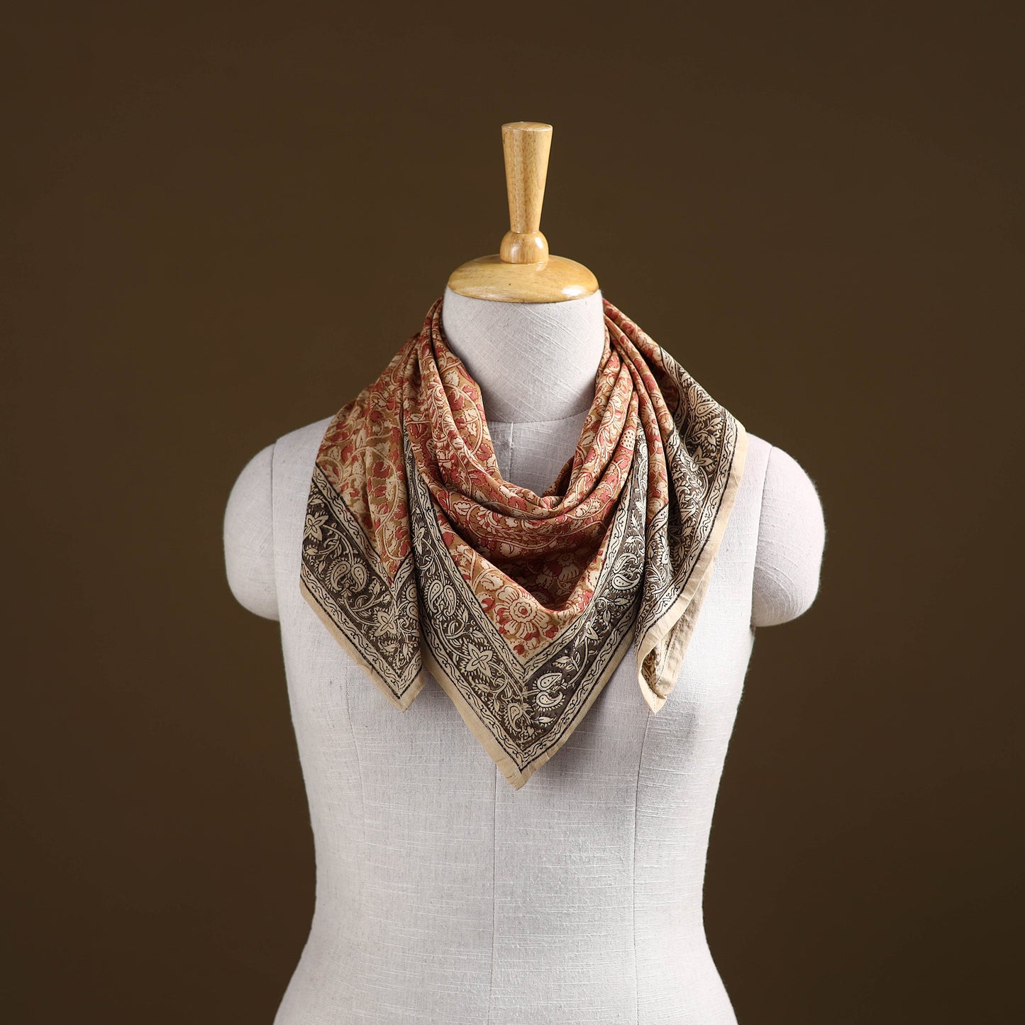 Pedana Hand Block Print Natural Dyed Cotton Kalamkari Scarf 32