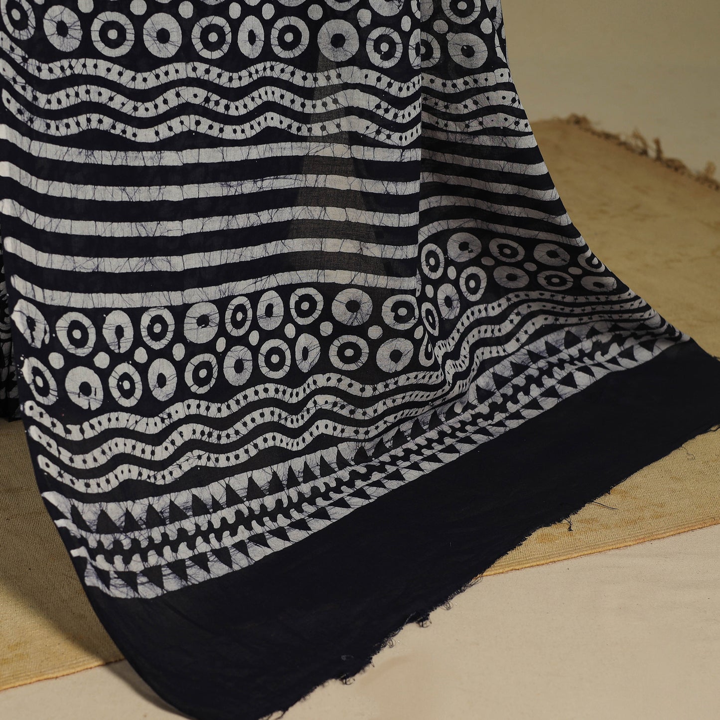 Blue - mul cotton hand batik saree 78 - handcrafted