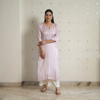 Nithya Baby Pink Modal Silk Plain Straight Kurta