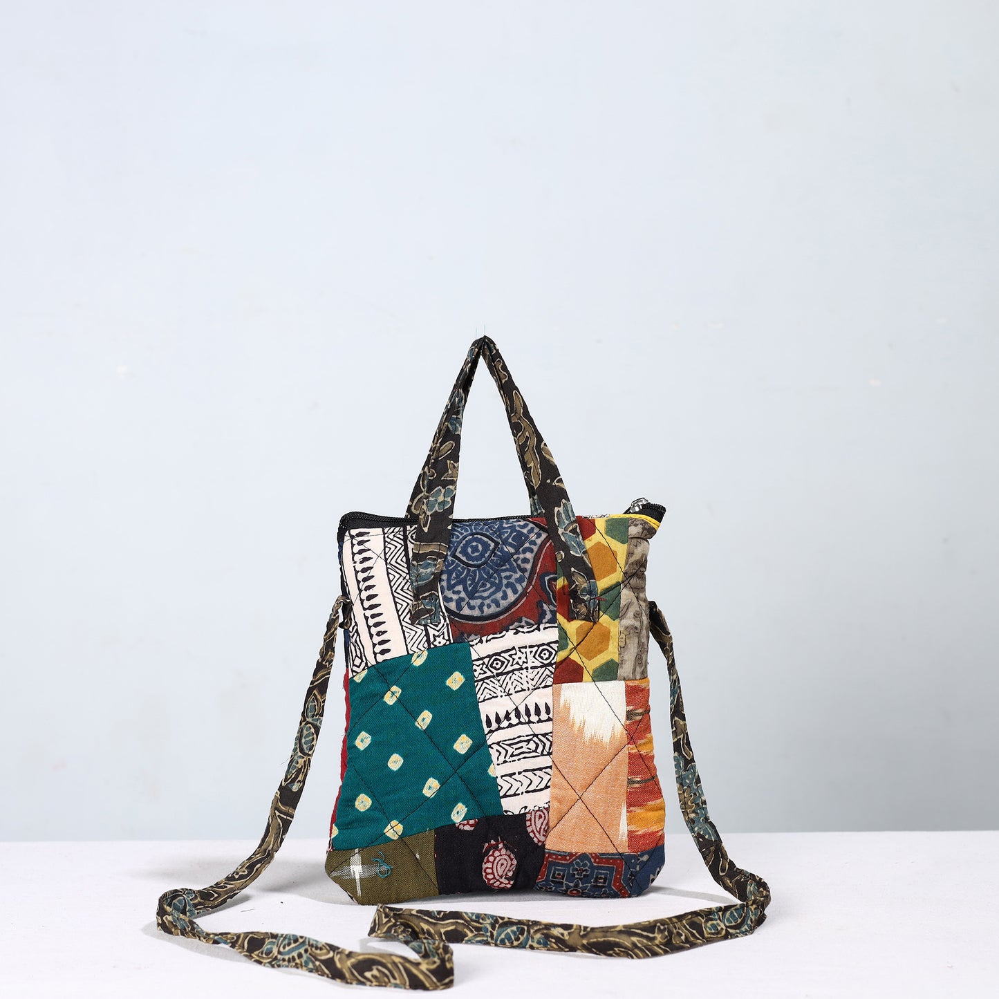 Multicolor - Handmade Quilted Cotton Patchwork Sling Bag 40