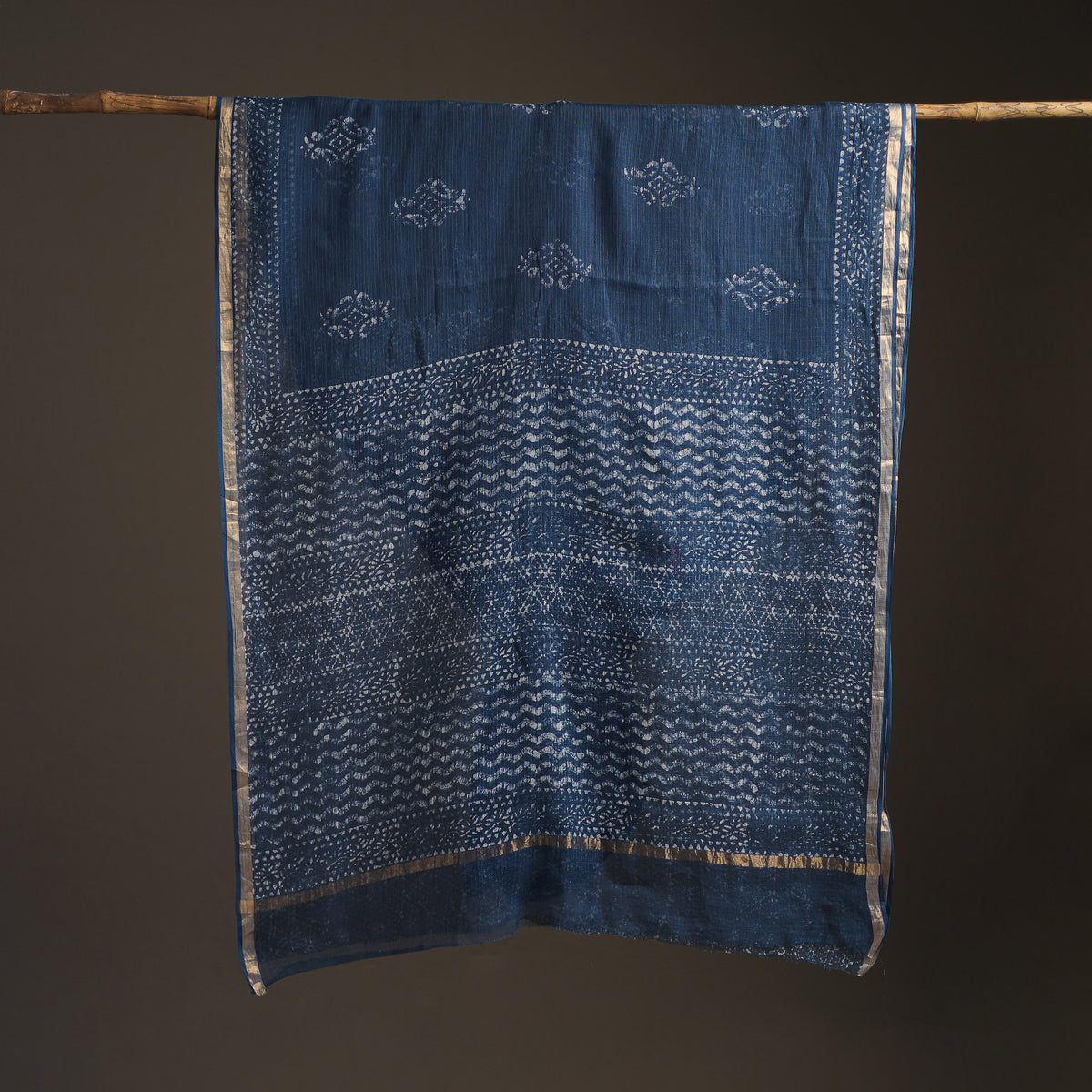 Batik Hand Block Print Kota Doria Cotton Saree 02