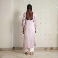 Nithya Baby Pink Modal Silk Plain Straight Kurta