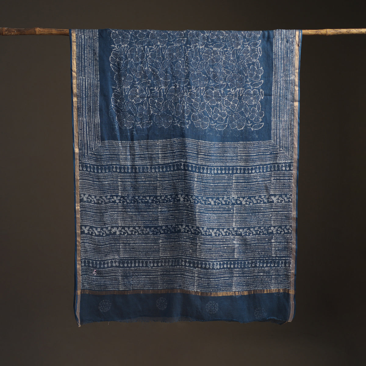 Batik Hand Block Print Kota Doria Cotton Saree 01