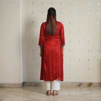 Red - Jasmin Maroon Modal Silk Plain A-line Kurta