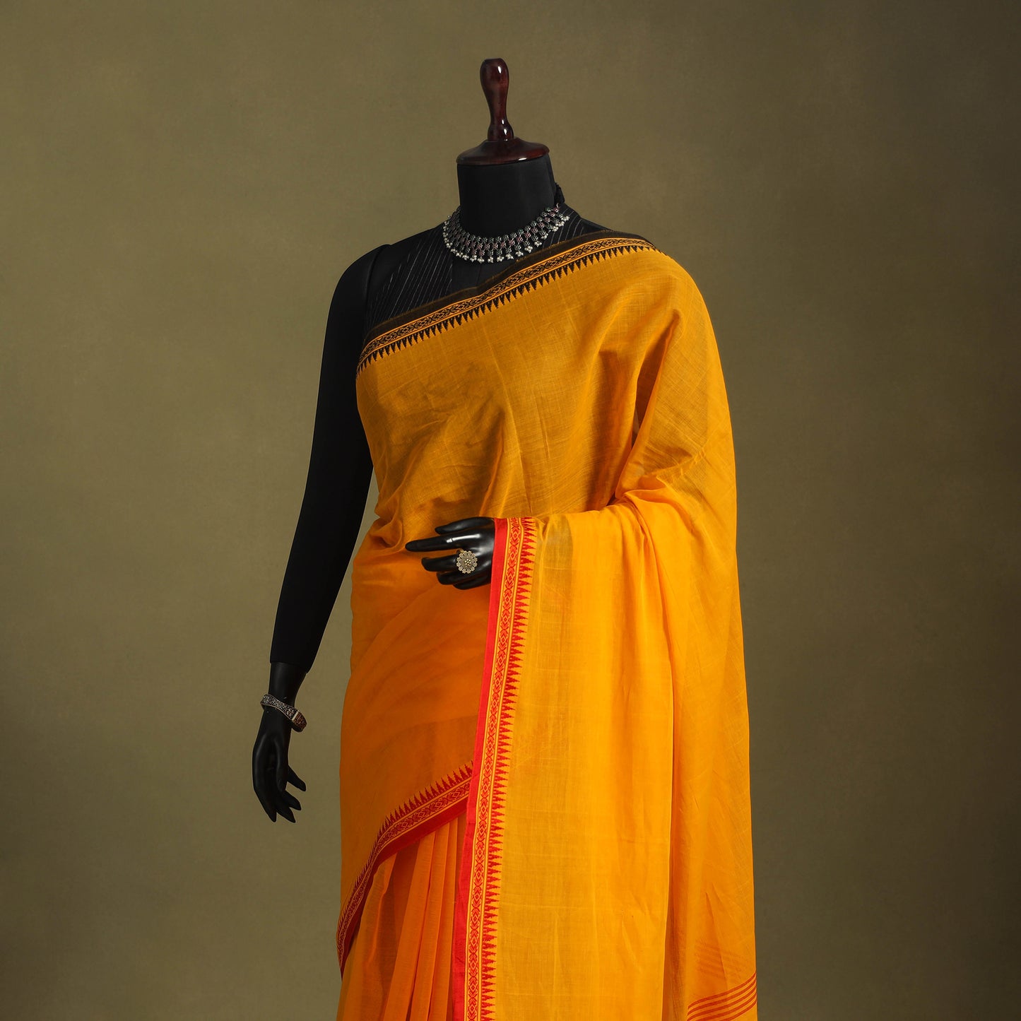 Orange - handwoven cotton begumpuri saree 25 - handcrafted