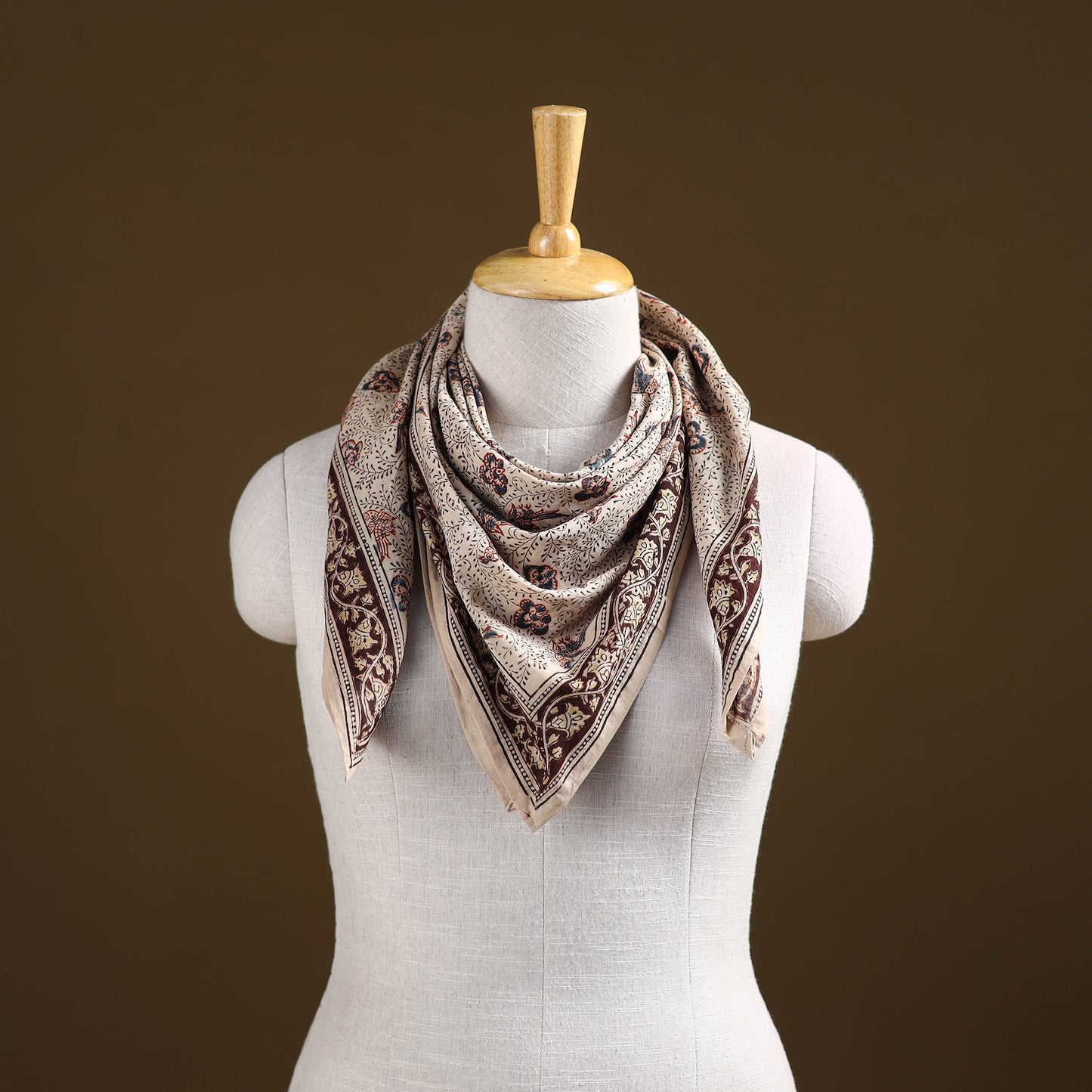 Pedana Hand Block Print Natural Dyed Cotton Kalamkari Scarf 38