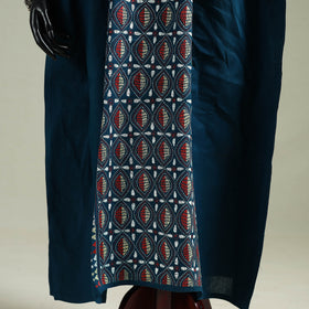 Blue - Bengal Kantha Hand Embroidery Cotton Long Kaftan 02