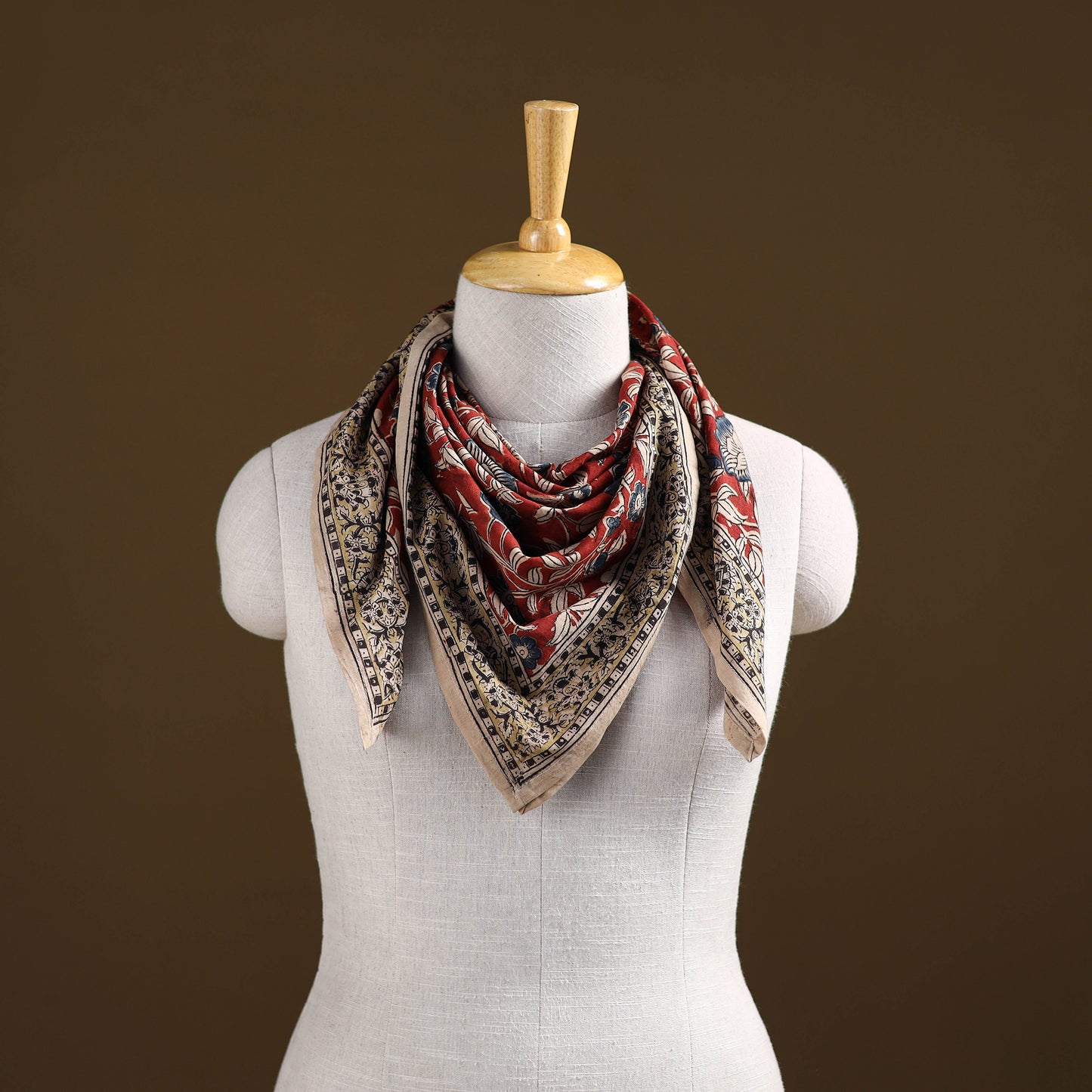 Pedana Hand Block Print Natural Dyed Cotton Kalamkari Scarf 39