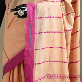 Peach - Bengal Handwoven Cotton Begumpuri Saree 26