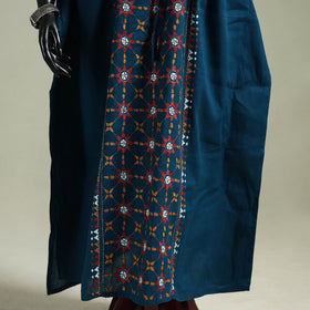 Blue - Bengal Kantha Hand Embroidery Cotton Long Kaftan 03