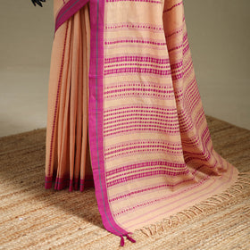 Peach - Bengal Handwoven Cotton Begumpuri Saree 26
