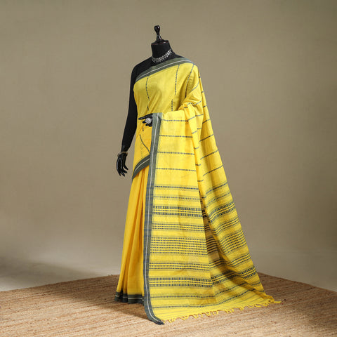 Yellow - Bengal Handwoven Cotton Begumpuri Saree 27