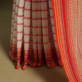 Beige - handwoven cotton begumpuri saree 26 - handcrafted