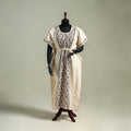 Beige - Bengal Kantha Hand Embroidery Cotton Long Kaftan 04