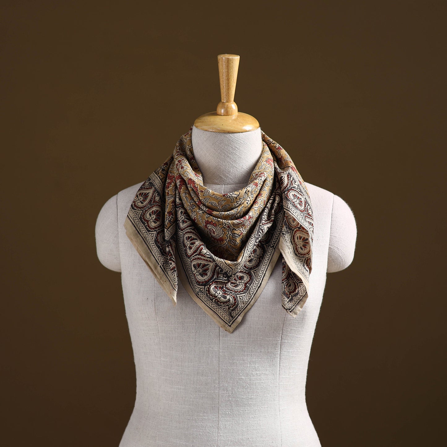 Pedana Hand Block Print Natural Dyed Cotton Kalamkari Scarf 41