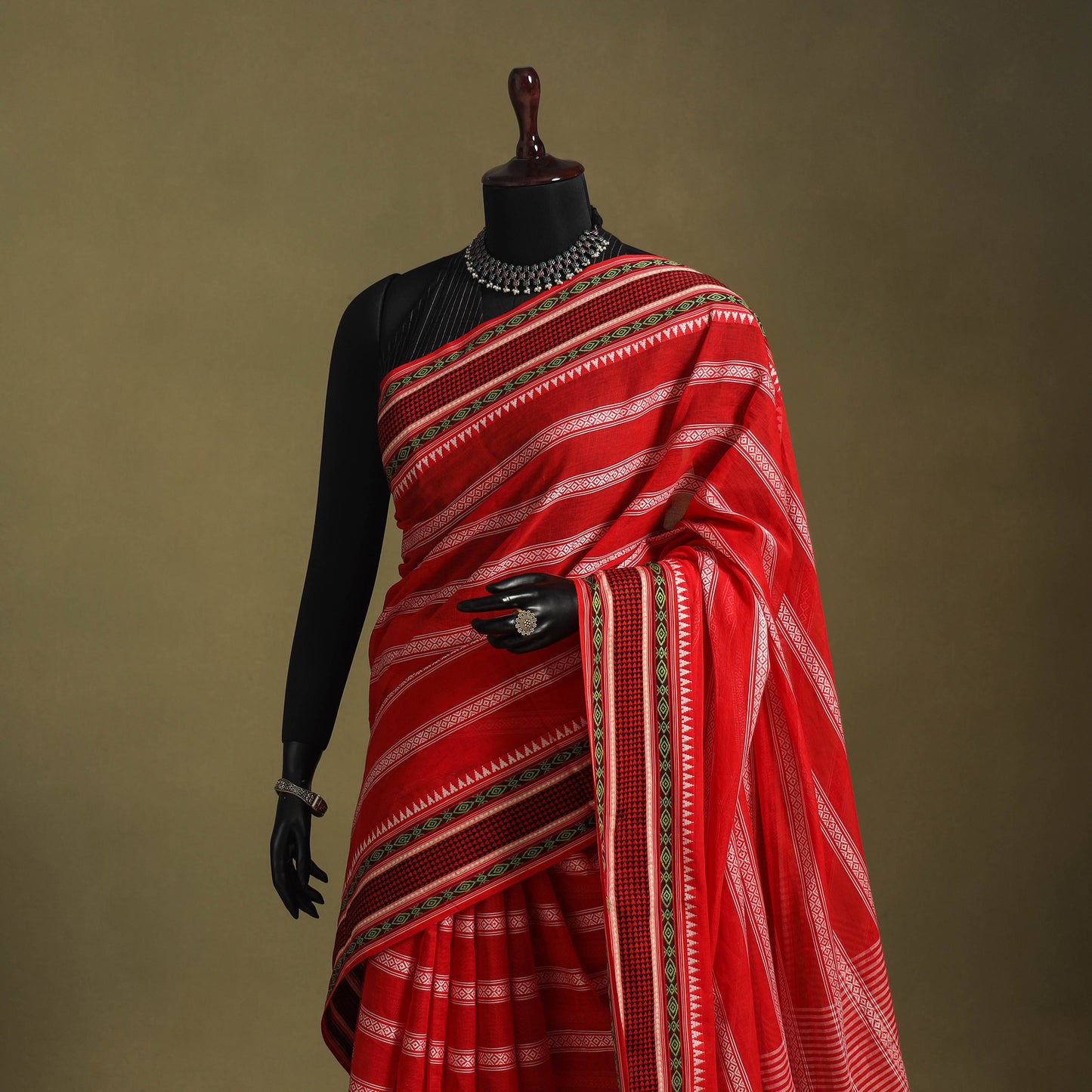 Red - handwoven cotton begumpuri saree 27 - handcrafted