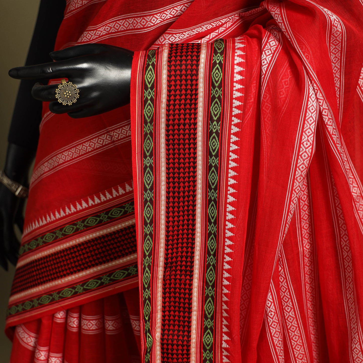 Red - handwoven cotton begumpuri saree 27 - handcrafted