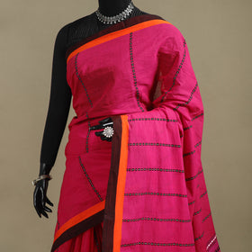 Pink - Bengal Handwoven Cotton Begumpuri Saree 29