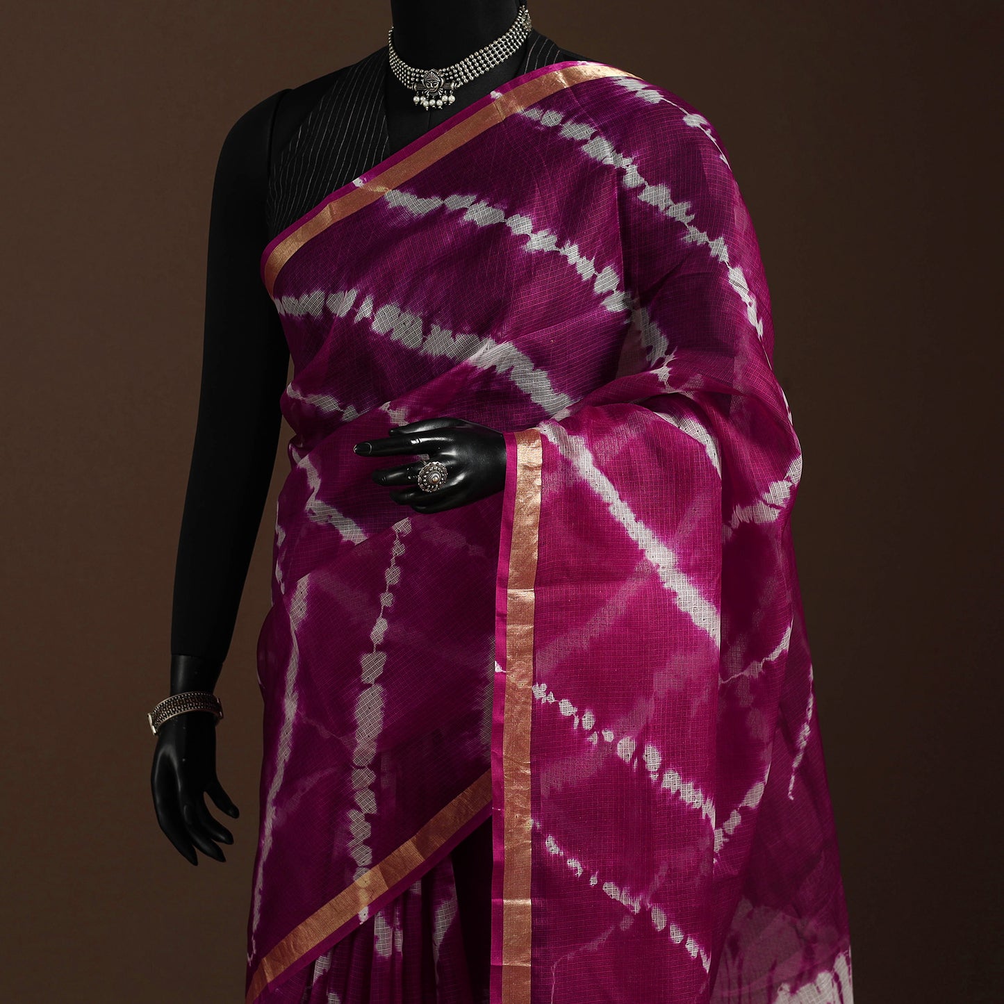 Purple - kota doria silk tie-dye shibori saree 01