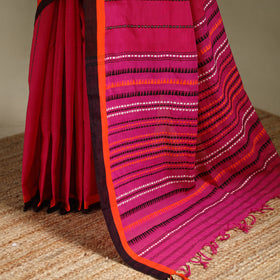 Pink - Bengal Handwoven Cotton Begumpuri Saree 29
