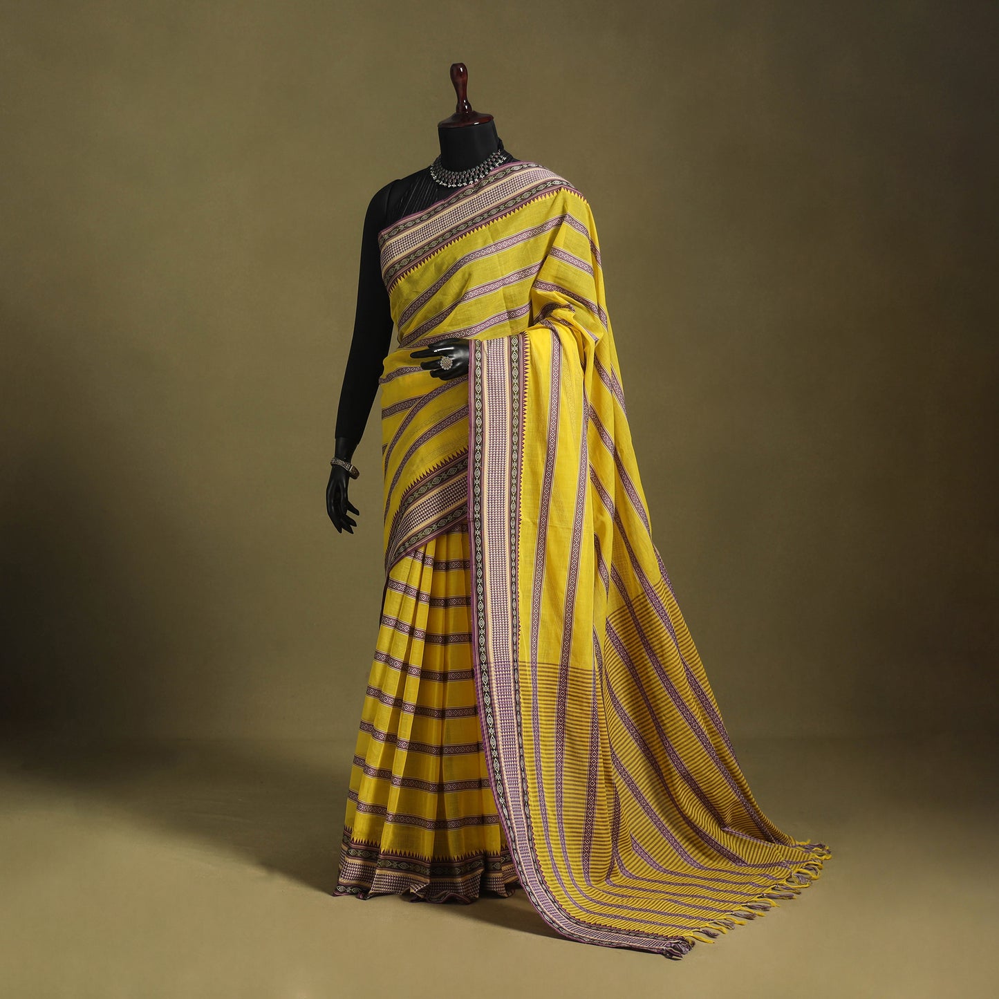 Yellow - handwoven cotton begumpuri saree 28 - handcrafted