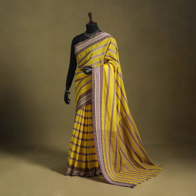Yellow - handwoven cotton begumpuri saree 28 - handcrafted
