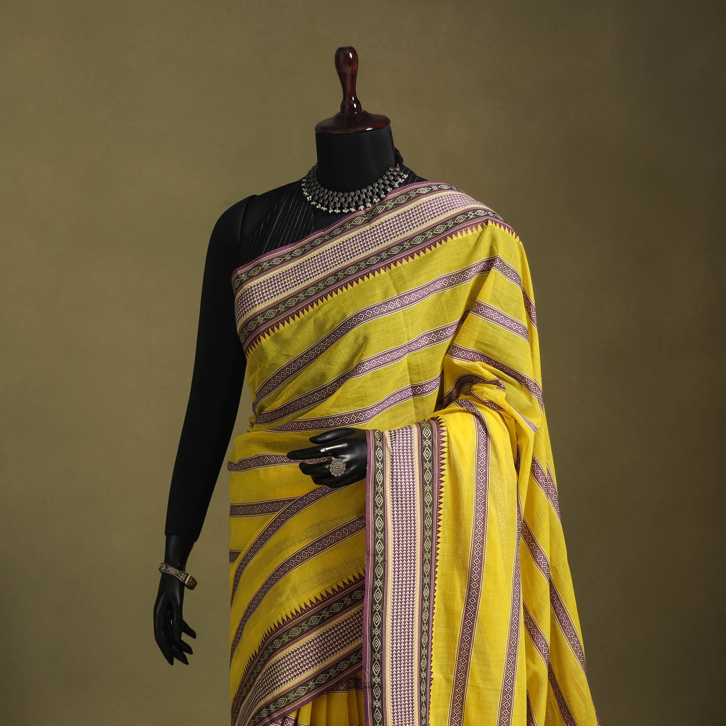 Yellow - handwoven cotton begumpuri saree 28 - handcrafted