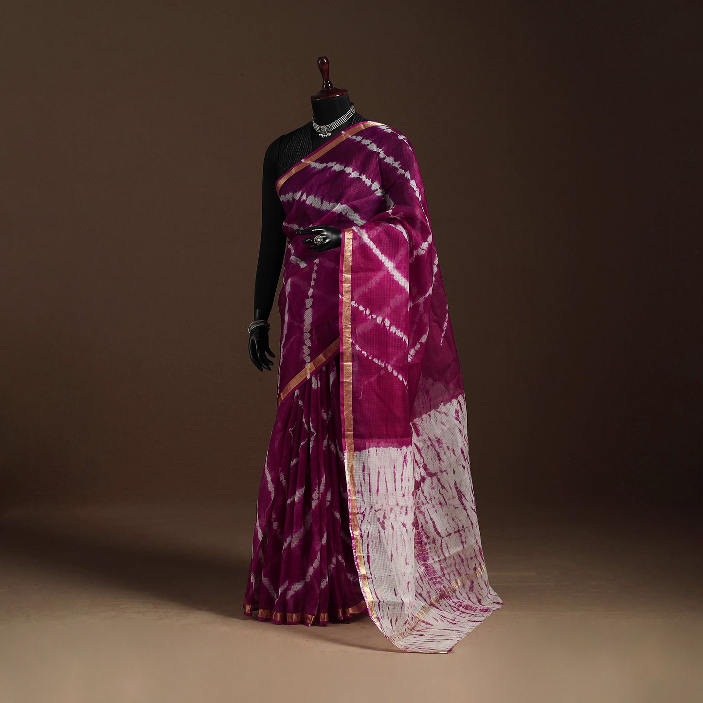 Purple - kota doria silk tie-dye shibori saree 01