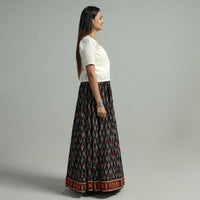 Black - Pochampally Ikat 24 Kali Cotton Skirt with Rajasthani Embroidery Border 20