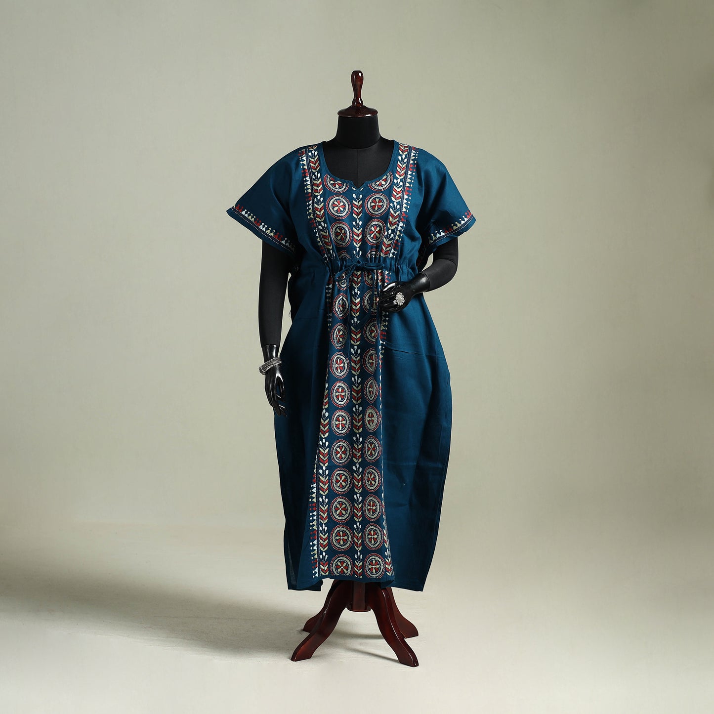Bengal Kantha Hand Embroidery Cotton Long Kaftan 07