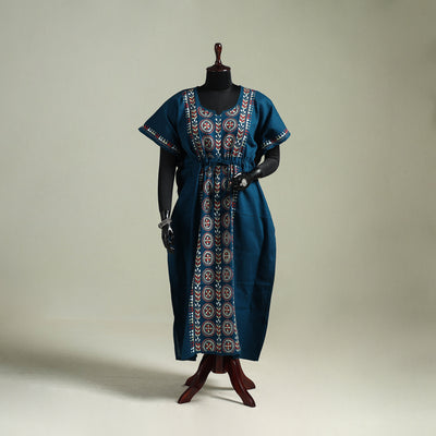 Bengal Kantha Hand Embroidery Cotton Long Kaftan 07
