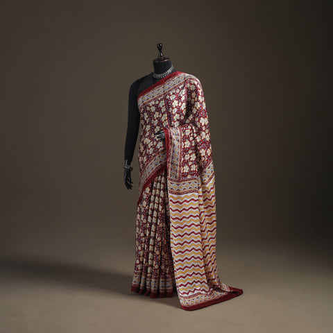 Sanganeri Hand Block Print Modal Silk Saree 04