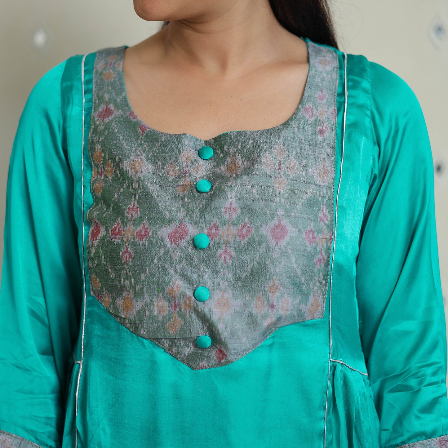 Daisy Green Modal Silk Plain A-line Kurta