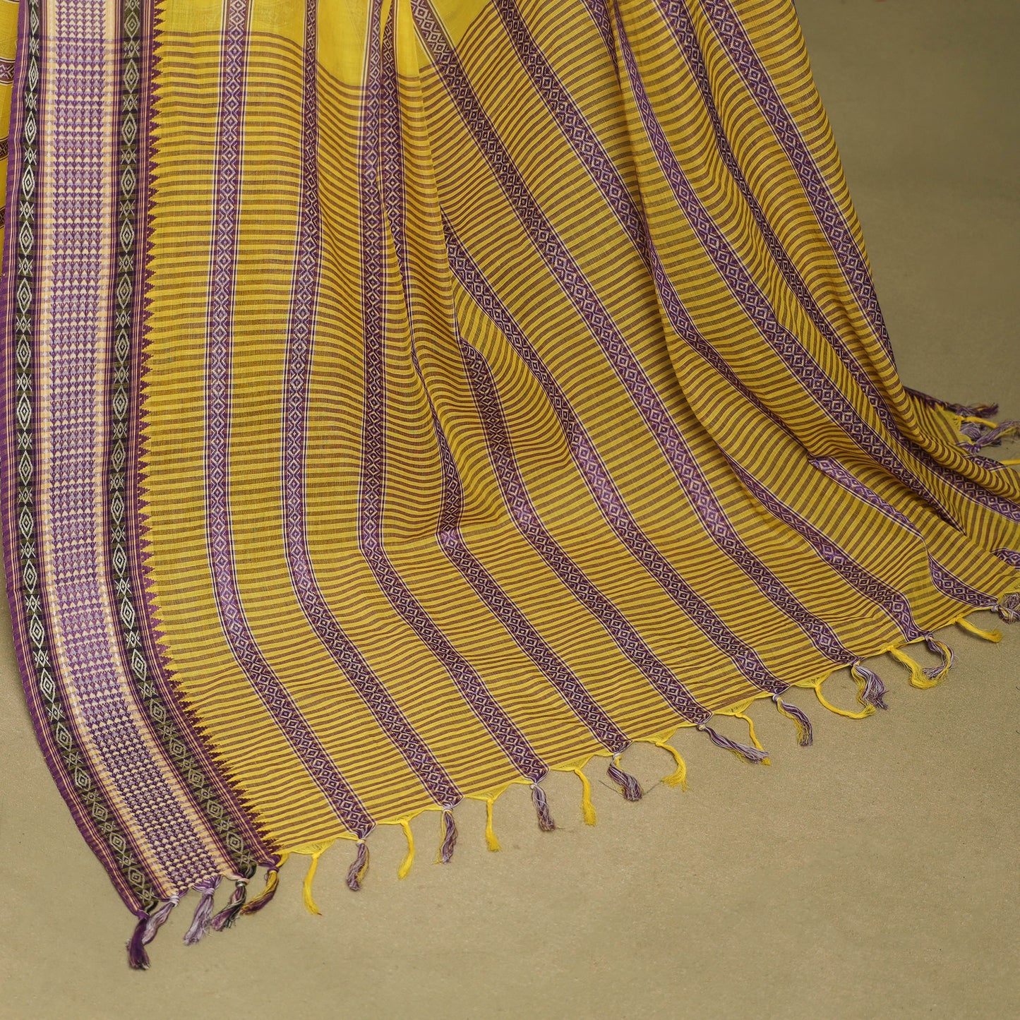 Yellow - handwoven cotton begumpuri saree 28 - handcrafted