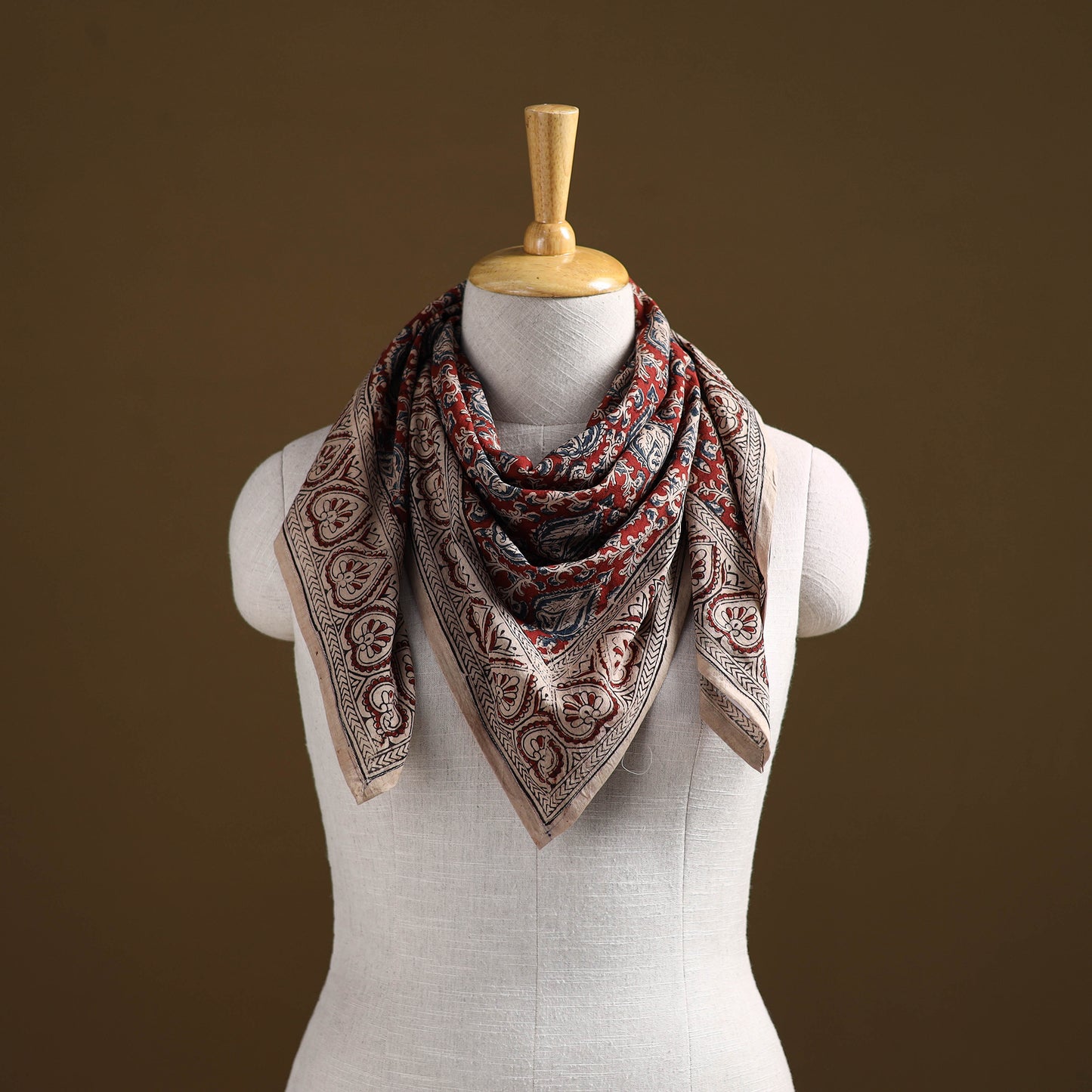 Pedana Hand Block Print Natural Dyed Cotton Kalamkari Scarf 48