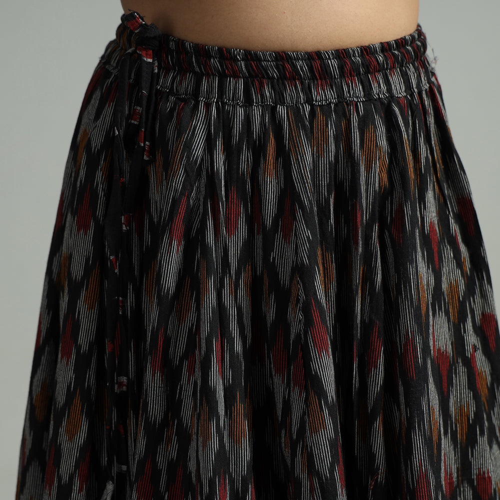 Black - Pochampally Ikat 24 Kali Cotton Skirt with Rajasthani Embroidery Border 20